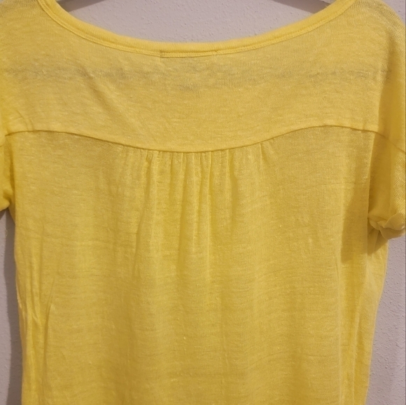 Lauren by Ralph Lauren 100% Linen Sunshine Yellow Gathered back Top Size small - Picture 8 of 8